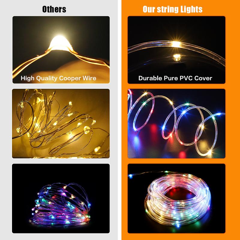 LED Rope Lights Outdoor, LED String Lights Indoor with Remote, Fairy Lights for Outside Garden Party Wedding Decoration