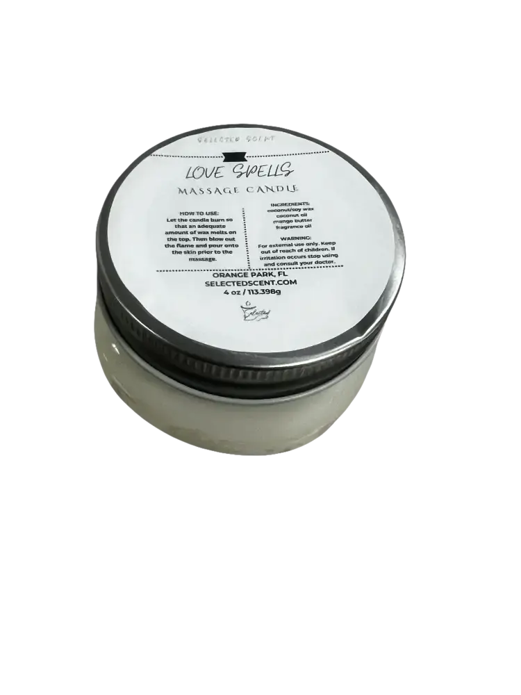 Love Spell Massage Candle 4Oz. With Mango Butter And Vitamin E