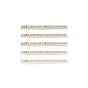 Ettika Thin Pearl and Crystal Hair Clip Set Gold Tone Plated Hair Accessories Dainty Sparkling Clips for Women Set of 5