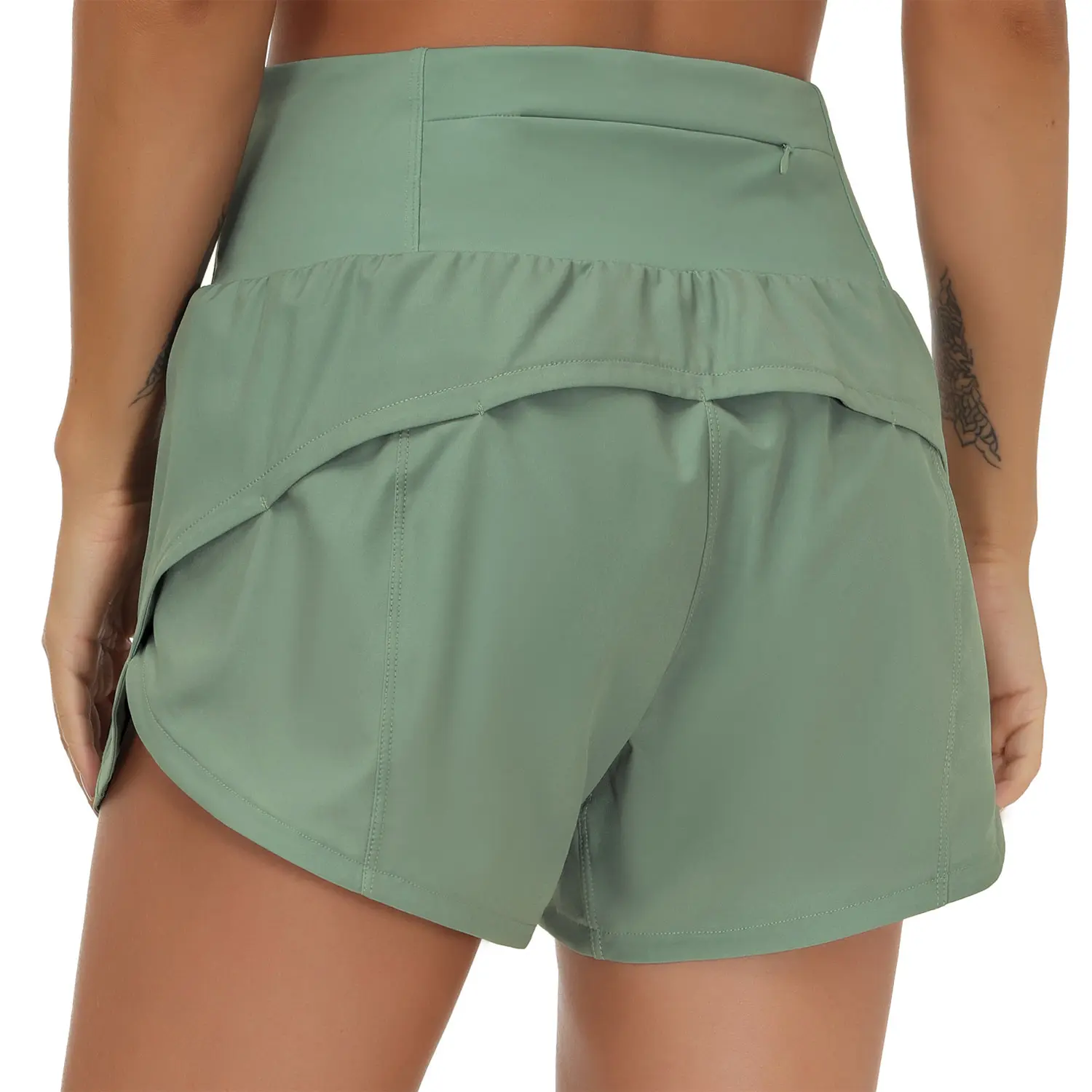 THE GYM PEOPLE Women's High-Waisted Running Shorts, Quick-Dry Athletic Workout Shorts with Mesh Liner and Zipper Pockets