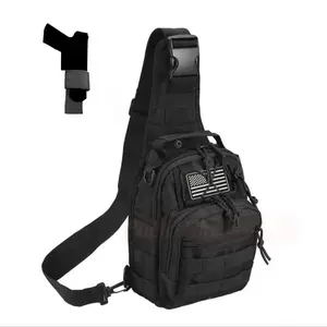 Men's and women's tactical compact EDC shoulder bag - messenger bag, chest bag, adjustable shoulder strap, multi-function, wear-resistant and durable, suitable for hiking, camping, fishing, outdoor cycling sports, Christmas gift