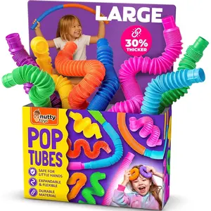 Large 8-Pack Sensory Pop Tubes - Creative STEM Learning for Kids & Toddlers - Connect & Pop! Top ADHD Autism Fidget, Best Boy & Girl Easter Basket Stuffers Gifts Idea