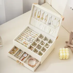Three-layer jewelry box large-capacity flip storage box