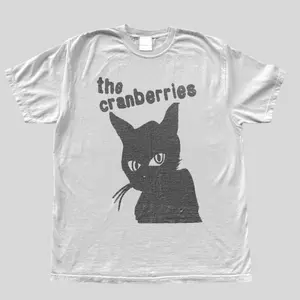 The Cranberries Black Cat Basic Unisex White T-Shirt, Vintage 90s Alternative Album Aesthetic Shirt, Retro Indie Rock Graphic Tee