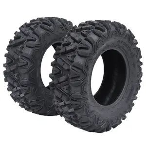 24x8-12 6PR ATV UTV Tires All Terrain TL Trail Sand Mud Off-Road Tires AT24x8-12 6-Ply PR Tubeless, Set of 2, Black
