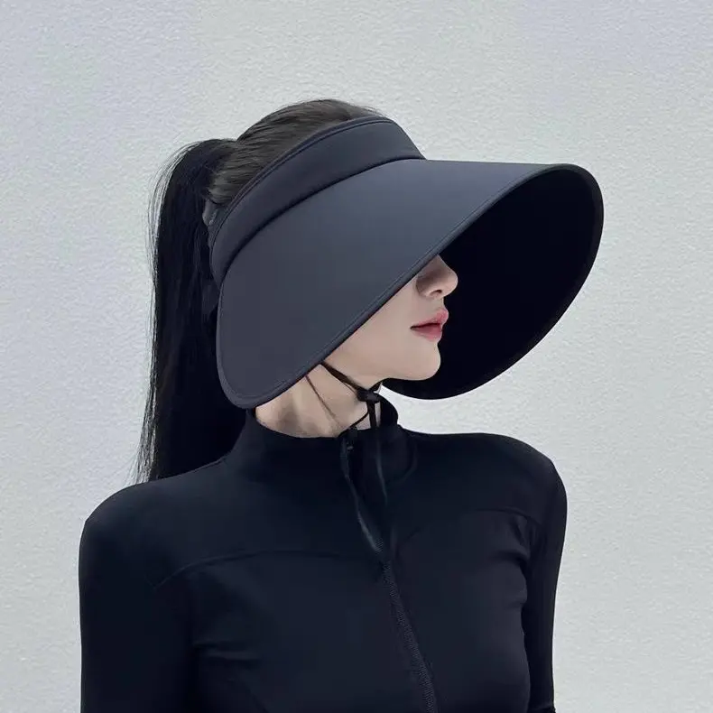 Wide Brim Open Top Sun Hat for Women, Wrap-Around UV Protection Sunscreen Hat, Ice Silk Sunshade Hat