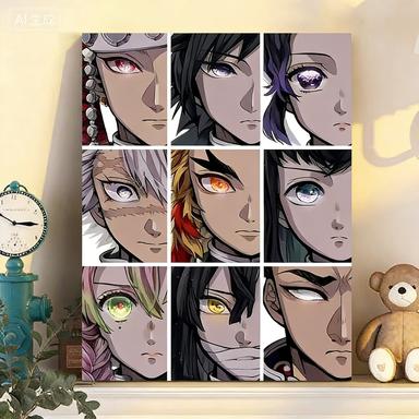 Demon Slayer Anime Hashira All Members Poster, Tanjiro Kamado Decorative Wall Art, Anime Home Decor for Bedroom Living Room, Waterproof Fade-Resistant, Ideal Gift for Anime Fans