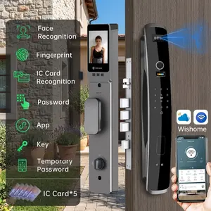 Smart Face Recognition Door Lock with Video Intercom, Biometric Fingerprint and Keypad, Works with Wishome App, 6068 Mortise