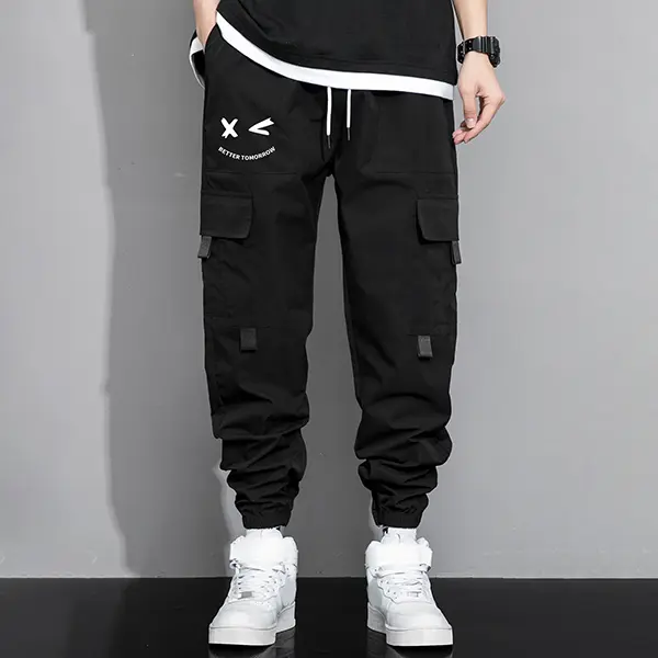 Men's Functional All-Season Work Pants - Casual Comfy Baggy Loose Jogger Trousers, Fashion Streetwear Bottoms with Pocket, Menswear for Spring-Summer-Autumn