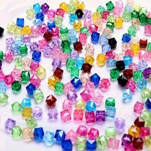 294/398/500pcs Multi-Color Square Cubic Beads - Faceted Gem-like Beads with Center Hole for Jewelry Making, Bracelets, Necklaces, Earrings - Transparent Cubes in Red, Orange, Yellow, Green, Blue, Pink, Purple, Clear