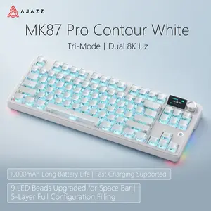 Ajazz MK87 PRO Wireless Gaming Mechanical Keyboard, Wireless/Wired/Bluetooth, ideal for gaming, computing, and office use, gaming setup,compatible with Windows/Mac/PC.