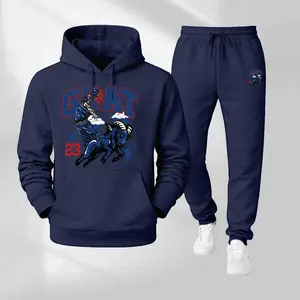 Men's Sports 23 Basketball Pattern Print Hoodie and Drawstring Sweatpants Set, Menswear, Casual Athletic Long Sleeve Hooded Jacket & Trousers for Fall & Winter, Men's Clothing for Daily Wear, Sportswear Indoor Outdoor, Tracksuit, Athleisure