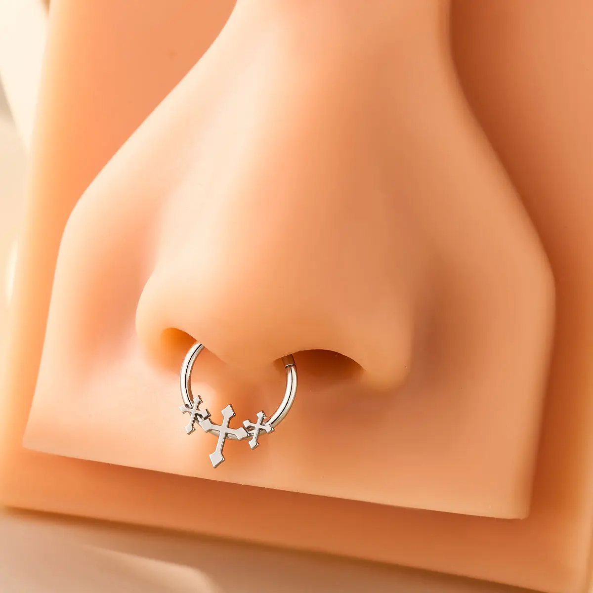 Oufer 16G 10MM Three Cross Hinged Segment Stainless Steel Septum Jewelry Oufer 16G 10MM Three Cross Hinged Segment Stainless Steel Septum Jewelry