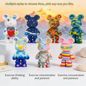 Multicolor Surprise Gift Bear 3D Puzzle Creative Building Blocks Decoration, Home Office Bookshelf Decor, Party Living Room TV Stand Display
