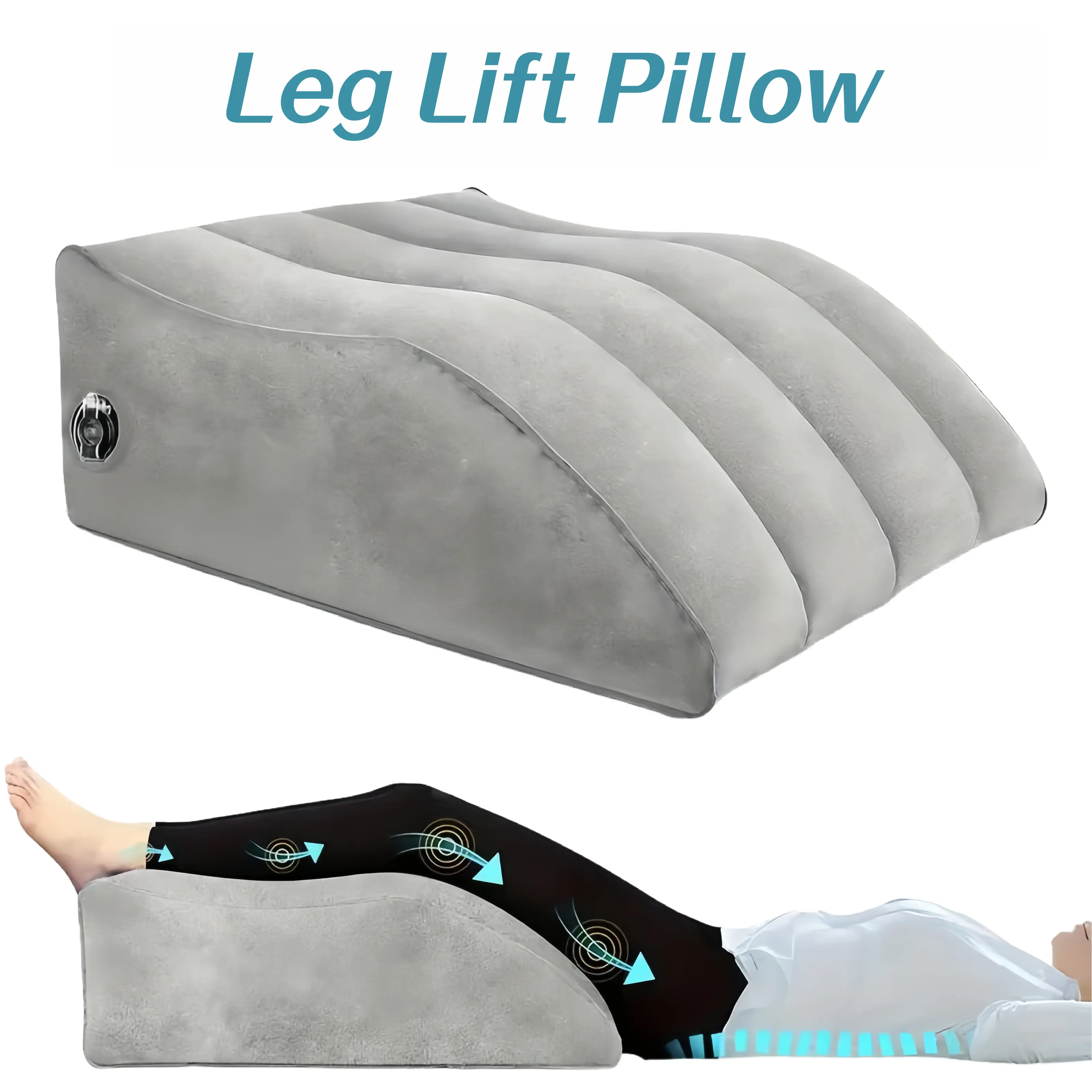 Wedge Pillow for Sleeping - Inflatable Leg Elevation Pillow for Swelling,Circulation,Leg & Back Pain Relief,Leg Support Polyvinyl Chloride Pillow for After Aurgery,Hip,Foot,Ankle Recovery