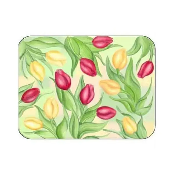 McGowan TT00361 Tuftop Tulip Print Bright Exciting Full Color Rectangular Small Tempered Glass Chopping Board (9"d x12"w), Cut-Proof Cheese Prep Essential, Chemical-Free Kitchen Knife Counter Protector, Kitchen Decoration