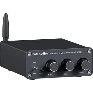 BT20A  Stereo Amplifier, 2    Component Amplifiers for Passive Speakers, Mini Class D Amp Receiver 200W for Indoor/Outdoor/Garage/Ceiling/Bookshelf Speaker