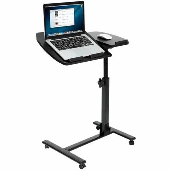 JupiterForce Ergonomic Adjustable Desk Cart - Stable Tabletop, Tiltable Top, Large Wheel Casters, Portable Table, Rotatable Lapdesk for Home Office Commercial Furniture (Adjustable Desks Category), Ergonomic Adjustable Desks