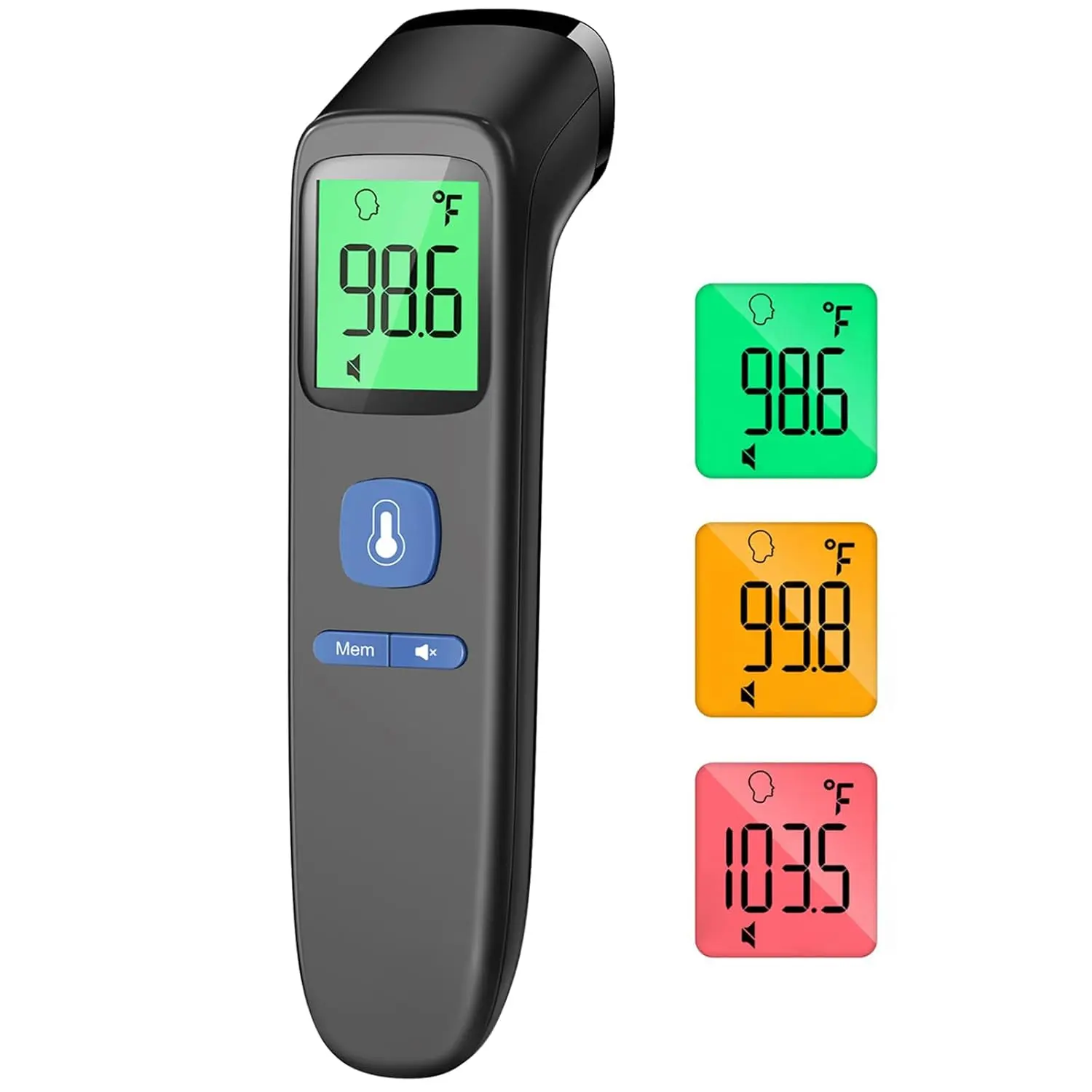 No-Touch Forehead Digital Thermometer for Families & Babies - 1-Second Fast Accurate Body Temp Monitoring, 2-in-1 Mode, Temperature Alarm, Easy-to-Use Medical Healthcare Device