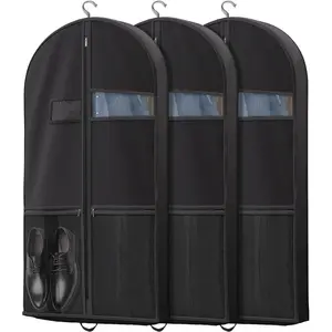 Travel Garment Bag with Zipper Pocket, Suit Bag for Suits, Dresses, Coats