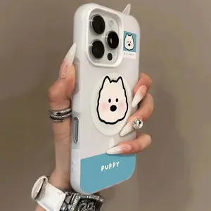Puppy magnetic suction jelly two-in-one mobile phone case caseti suitable for iphone17p mobile phone case advanced sense girl ins style