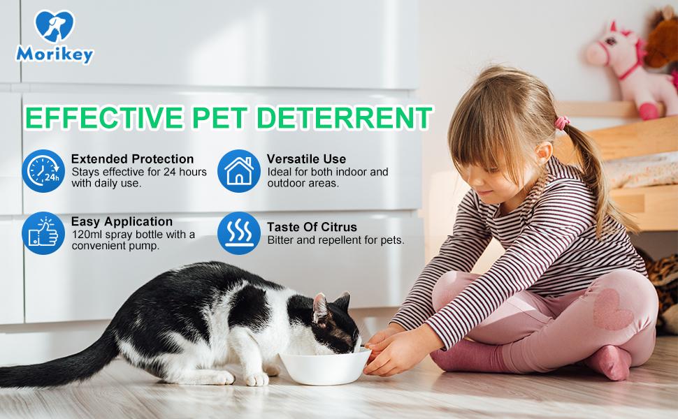 MORIKEY Natural Cat Repellent Spray for Indoor and Outdoor Prevents Scratching on Furniture Sofas Rugs and Plants Alcohol-Free Safe for Cats