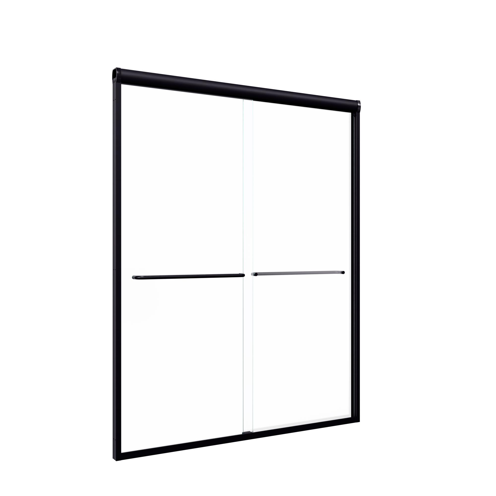 56-60" W x 72" H Semi-Frameless Double Sliding Shower Door, Bypass Shower Enclosure with 1/4" (6mm) Thick SGCC Tempered Safety Glass, Adjustable Width, Rustproof Chrome Frame, Easy Install Sliding Bathroom Door