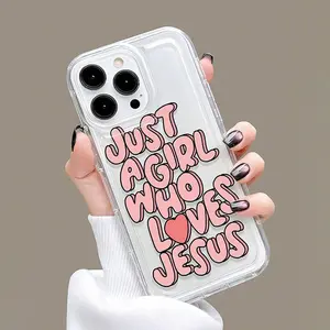 Just Girl Who Loves Jesus Letter Pattern Phone Case, Anti-slip Phone Cases, Shockproof Mobile Phone Accessories Compatible with iPhone Series
