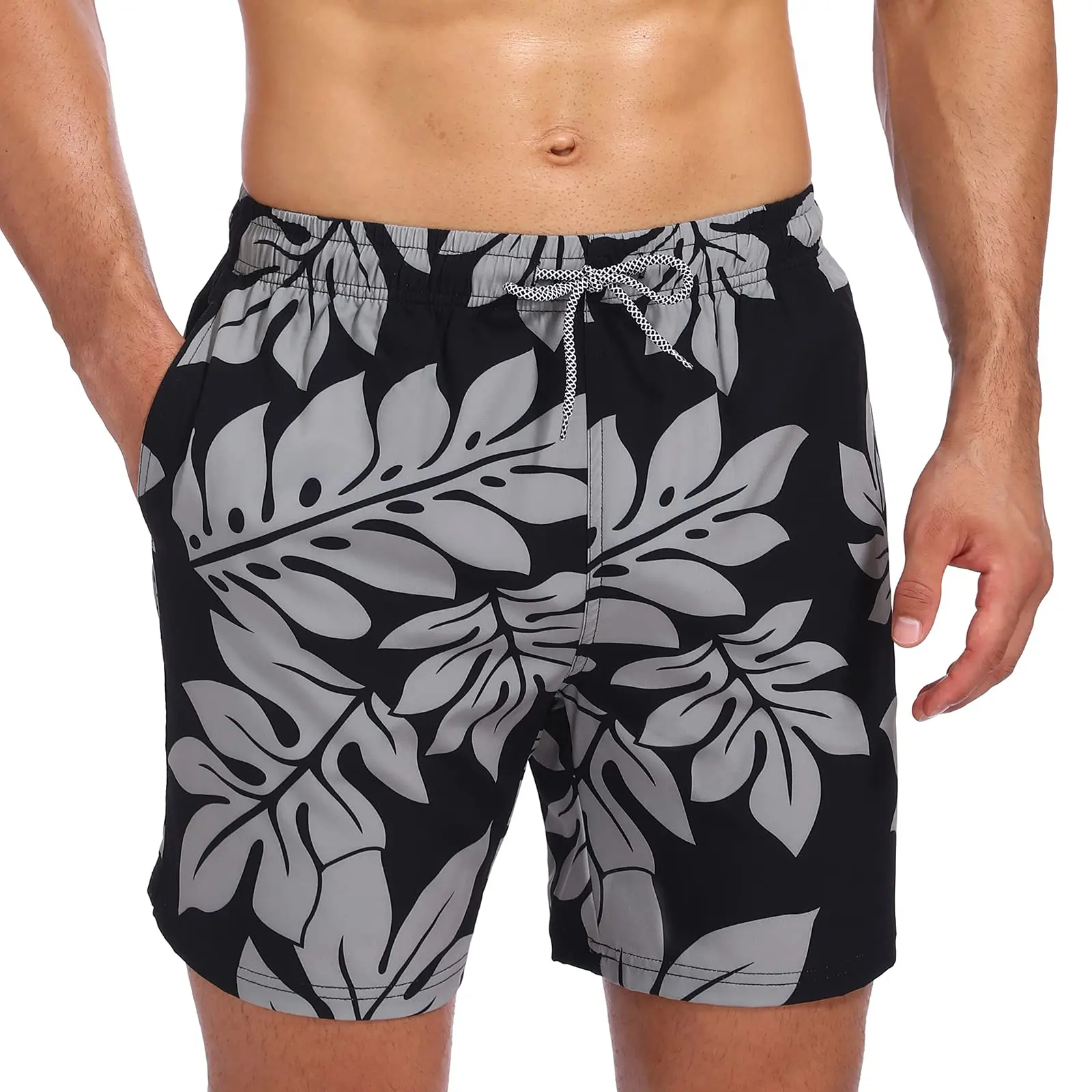 Men's Quick-Dry Polyester Swimsuit Shorts - Abbreviated Shorter Swim Trunks with Mesh Lining, Adjustable Drawstring, Activity Print for Beach Sports, Abbreviated Shorter Men's Swim Trunks