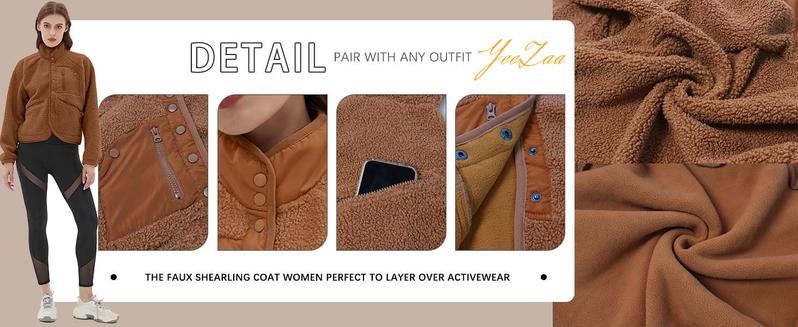 YeeZaa Women's Cropped Sherpa Lined Fleece Jacket 2025 TikTokShopBlackFriday Winter Warm Button Down Fuzzy Coats Shacket Outerwear with Pockets