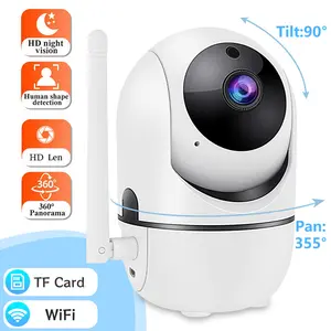 Smart Security WIFI Camera,Infrared Night Vision,Motion Detection,Baby/Pet Monitor HD Camera,Two-Way Audio,355 Degree for Home Security,24/7 Continuous Recording,White,Security Camera for Home/Warehouse/Store