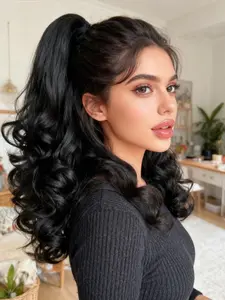 2PCS Yaki Ponytail Set: Wrap Around Curly Pony + Clip-in Hair Extensions, Instant Length & Volume for All Hairstyles