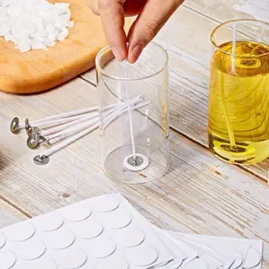 100pcs/5sheets Candle Wick Sticker Foam Fixes The Glue Dots on Both Sides, Candle Wick Fixed Glue Spot Removable No Trace Transparent Double Sided Film