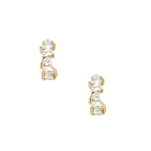 Fossil Women's Ellis Mixed Shapes Gold-Tone Brass Hoop Earrings
