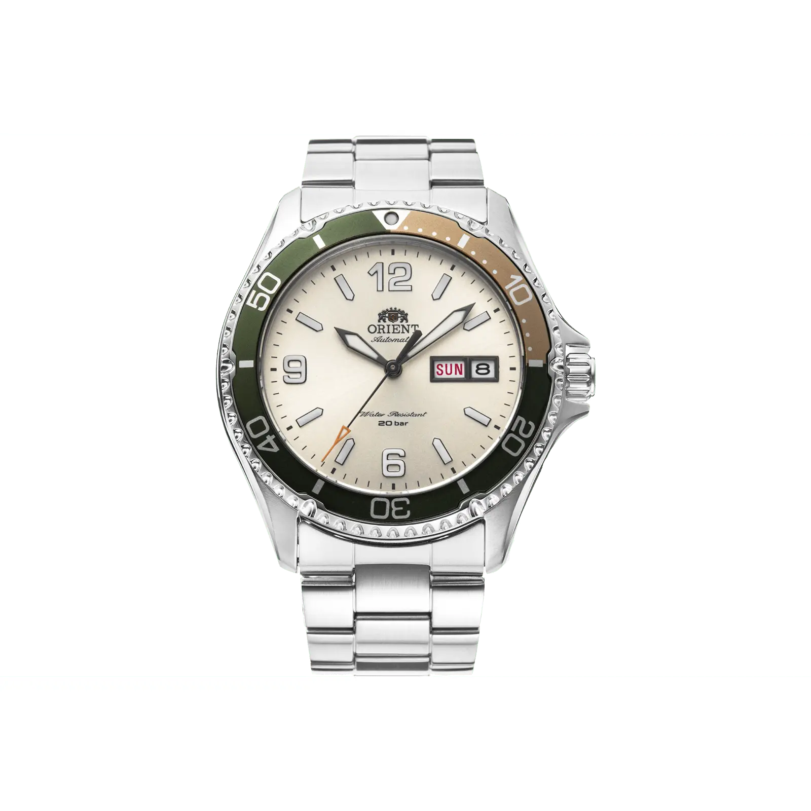 Orient Men's RA-AA0821S39B Diver Style Analog Watches with Automatic Movement, Stainless Steel, Cream Dial, Sapphire Crystal, 200m Water Resistance, Aqua Resist Mechanical Watches, Luminous Dial, Automatic Waterproof Watch