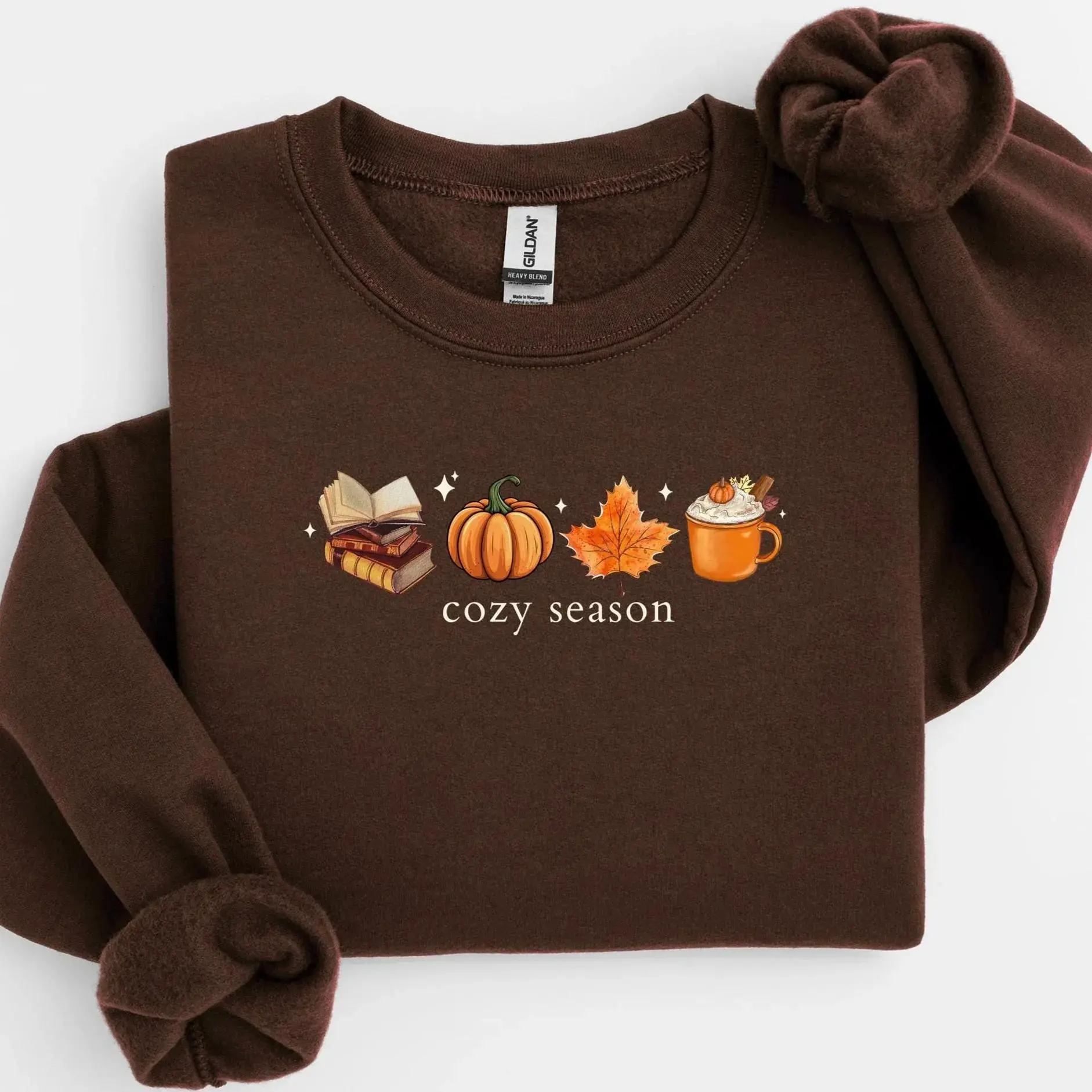[Sweatshirt or T-Shirt] Fall Book Lover Shirt, Cozy Autumn Coffee Graphic Tee, Pumpkin Season Sweatshirt, Cute Women's Fall Apparel
