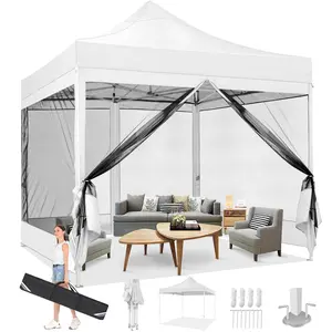 COBIZI Heavy-Duty Pop-Up Canopy, 10' x 10', with Side Walls, Easy to Set Up, Suitable for Parties, Weddings, Outdoor Camping, Includes Carry Bag