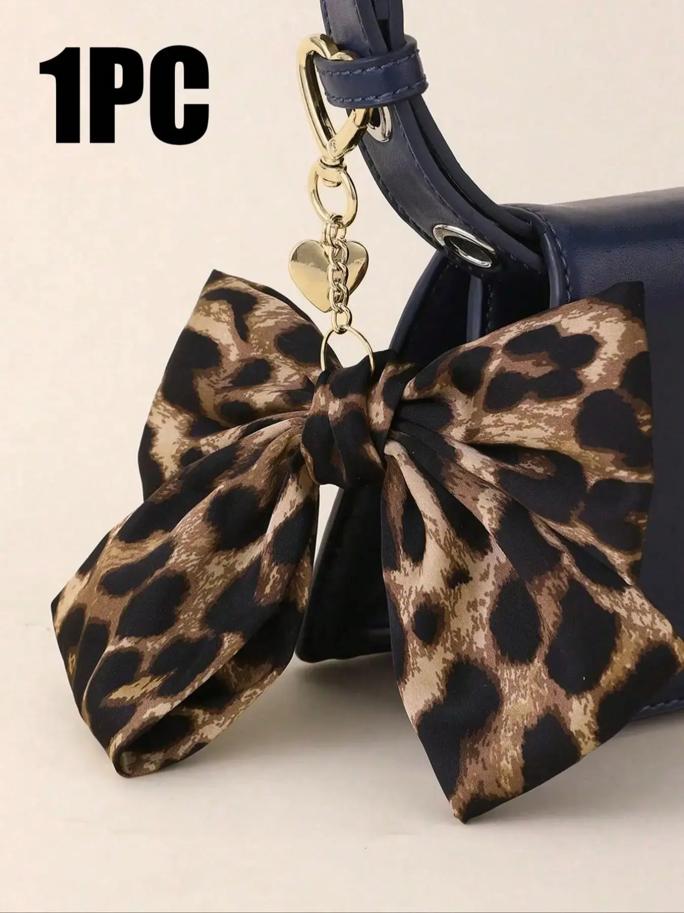 Leopard Print Bow Keychain for Women - Coquette Style Gold Heart Bag Charm, Secure Spring Hold Accessory, Purse Charms for Handbags, Cute Gift Idea for Girls, Keychains For Women