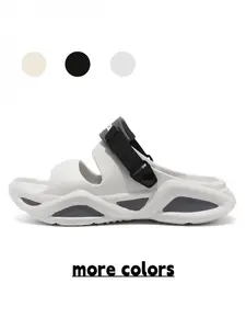 Men's White & Gray Versatile Techwear Chunky Sandals, Adjustable 2-in-1 Slides, Multi-scenario Use for Commute, Home, Outdoor & Beach
