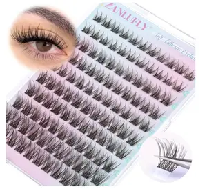 Self Adhesive Eyelashes Natural Self Adhesive Lash Clusters Pre glued Eyelash Clusters zanlufly No Glue Needed Lashes Wispy C-curly Cluster Eyelash extensions 10-16MM Individual Lashes
