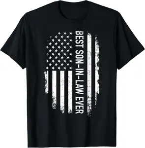 Best son-in-law ever US american vintage flag T-Shirt Pure Cotton Graphic Tees Menswear Top: Gifts for Men & Women