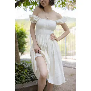 Ivory Cotton Milkmaid Dress