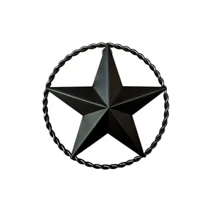 Dark Bronze Metal Wall Star – Barn Star, Metal Stars for Outside or Inside, Texas Star, Art Rustic Vintage Western Country Farmhouse Iron Wall Décor for House (9" Twisted Rope)