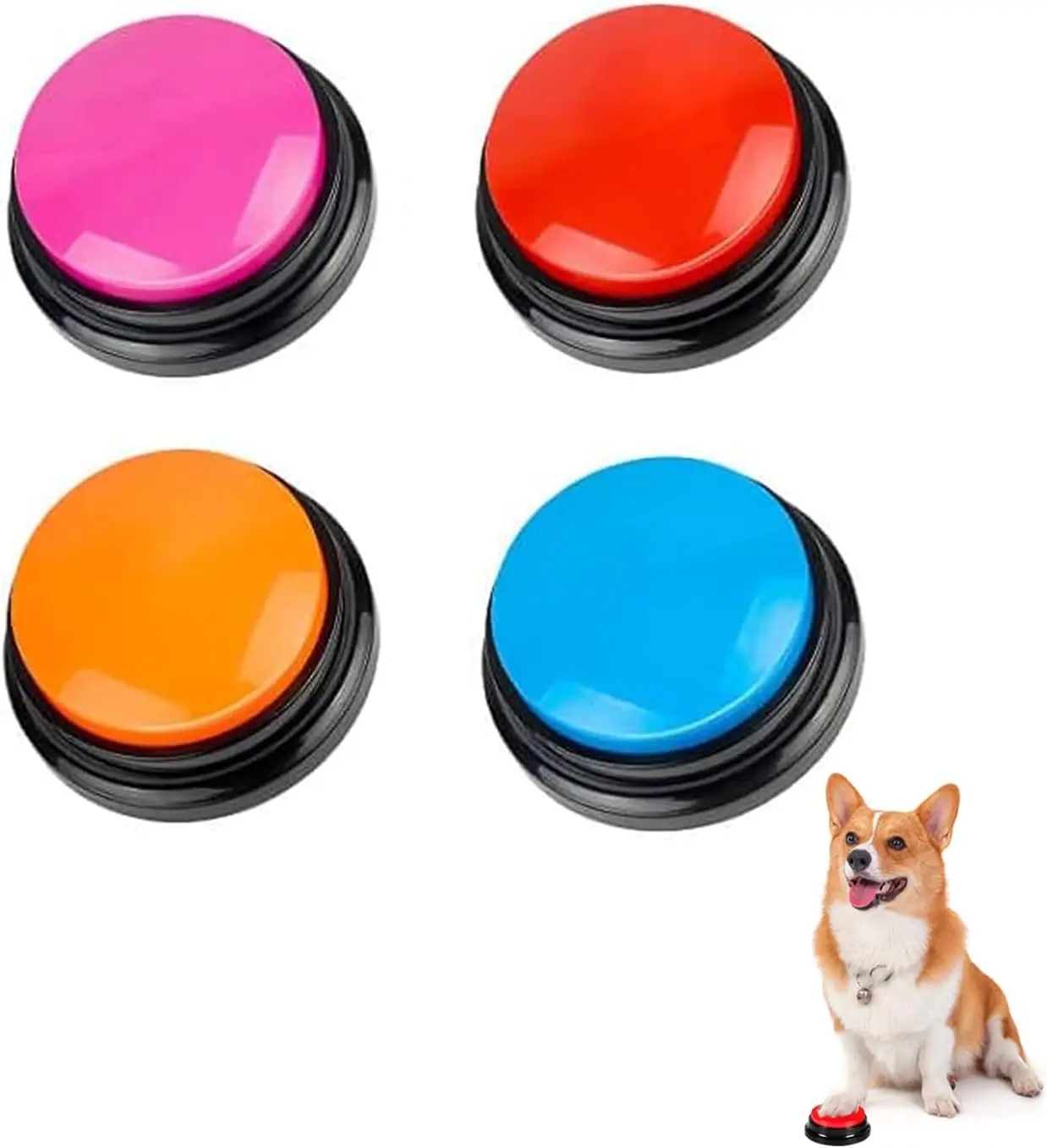 Voice Recording Button,  Buttons for Communication Pet  Buzzer, 30 Second Record&Playback, Voice Recording Clicker for , Puppy, Pet Trainin, Funny  for Study Office  4 count