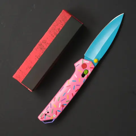 Doughnut 2038 Compact Outdoor Folding Pocket Knife - Unisex Portable Knives with Pure Aluminum Grip-Friendly Handle, Anti-Corrosion High Hardness Steel, Multipurpose EDC Tool for Hiking, Driving, Ideal Gift, Survival Supplies