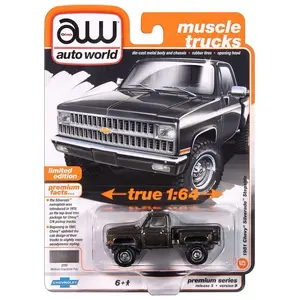 Auto World 1:64 1981 Chevrolet Silverado Stepside 10 4x4 Medium Graystone Limited Edition Muscle Trucks Premium Series Release 3 Version B