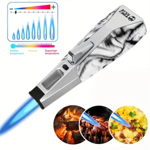 Refillable Butane Torch, Kitchen Blow Torches Lighter With Safety LockAdjustable Flame, Kitchen Cooking Torch, Windproof Design, Gourmet Cooking, Welding Torch, BBQ (Butane NOT Included)
