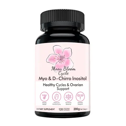Moon Bloom Cycle 40:1 Myo-Inositol & D-Chiro-Inositol Capsules with CoQ10, Magnesium Glycinate, Vitamin D3, Folate, B6 & B12