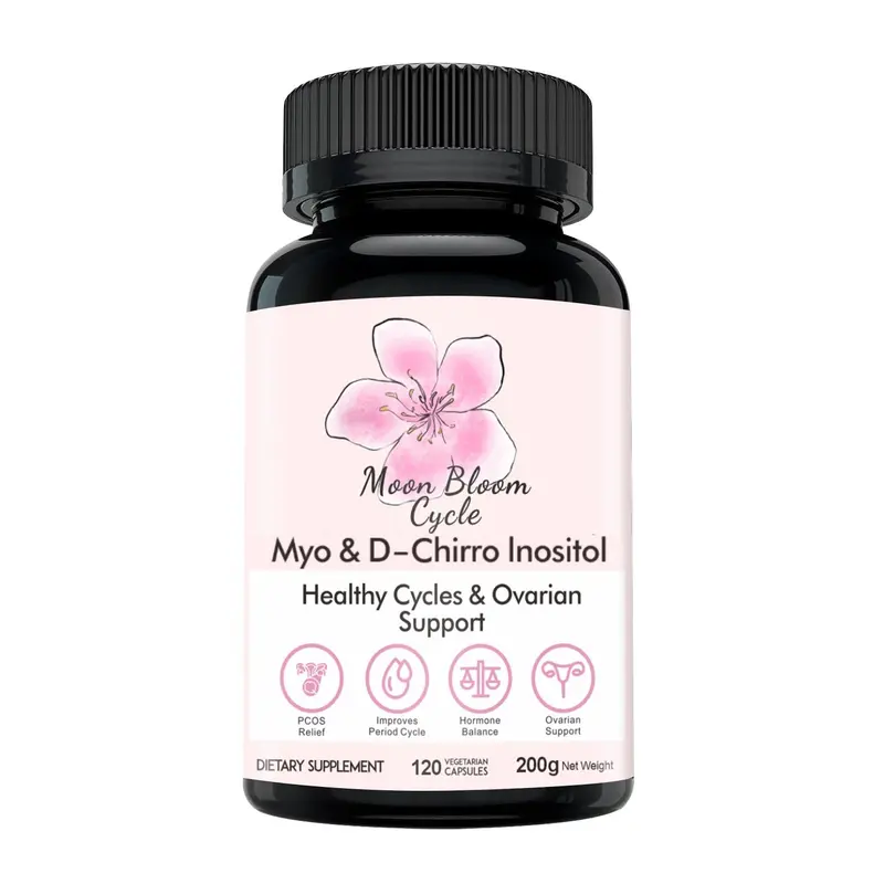 Moon Bloom Cycle 40:1 Myo-Inositol & D-Chiro-Inositol Capsules with CoQ10, Magnesium Glycinate, Vitamin D3, Folate, B6 & B12