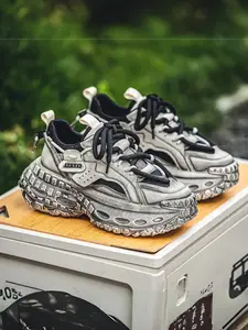 Men's Breathable Mesh Sports Shoes, Trendy Youth Sneakers with Durable Sole, Comfortable Thick Sole Dad Shoes for Casual Wear, Thick Soled Sneakers